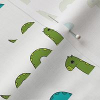 nessie fabric // loch ness monster design cute kids funny character design - green and turquoise