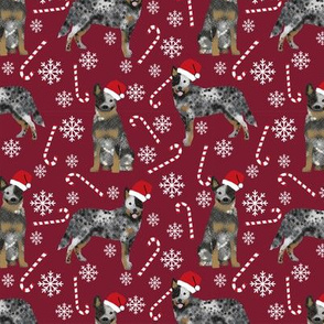 Australian Cattle Dog blue heeler dog breed christmas peppermint sticks candy canes fabric ruby