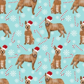 Australian Cattle Dog red heeler dog breed christmas peppermint sticks candy canes fabric icy blue