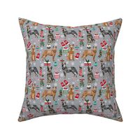 Australian Cattle Dog red and blue heeler dog breed christmas peppermint sticks presents snowflakes fabric grey