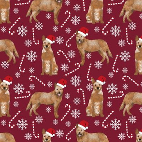 Australian Cattle Dog red heeler dog breed christmas peppermint sticks candy canes fabric ruby