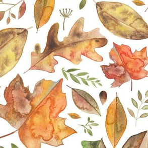  Watercolour Autumn Leaves With Fronds!