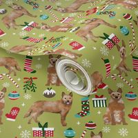 Australian Cattle Dog red heeler dog breed christmas presents  candy canes snowflakes fabric mustard