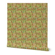 Australian Cattle Dog red heeler dog breed christmas presents  candy canes snowflakes fabric mustard