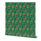 Australian Cattle Dog red and blue heeler dog breed christmas presents  candy canes snowflakes fabric green