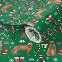 Australian Cattle Dog red and blue heeler dog breed christmas presents  candy canes snowflakes fabric green