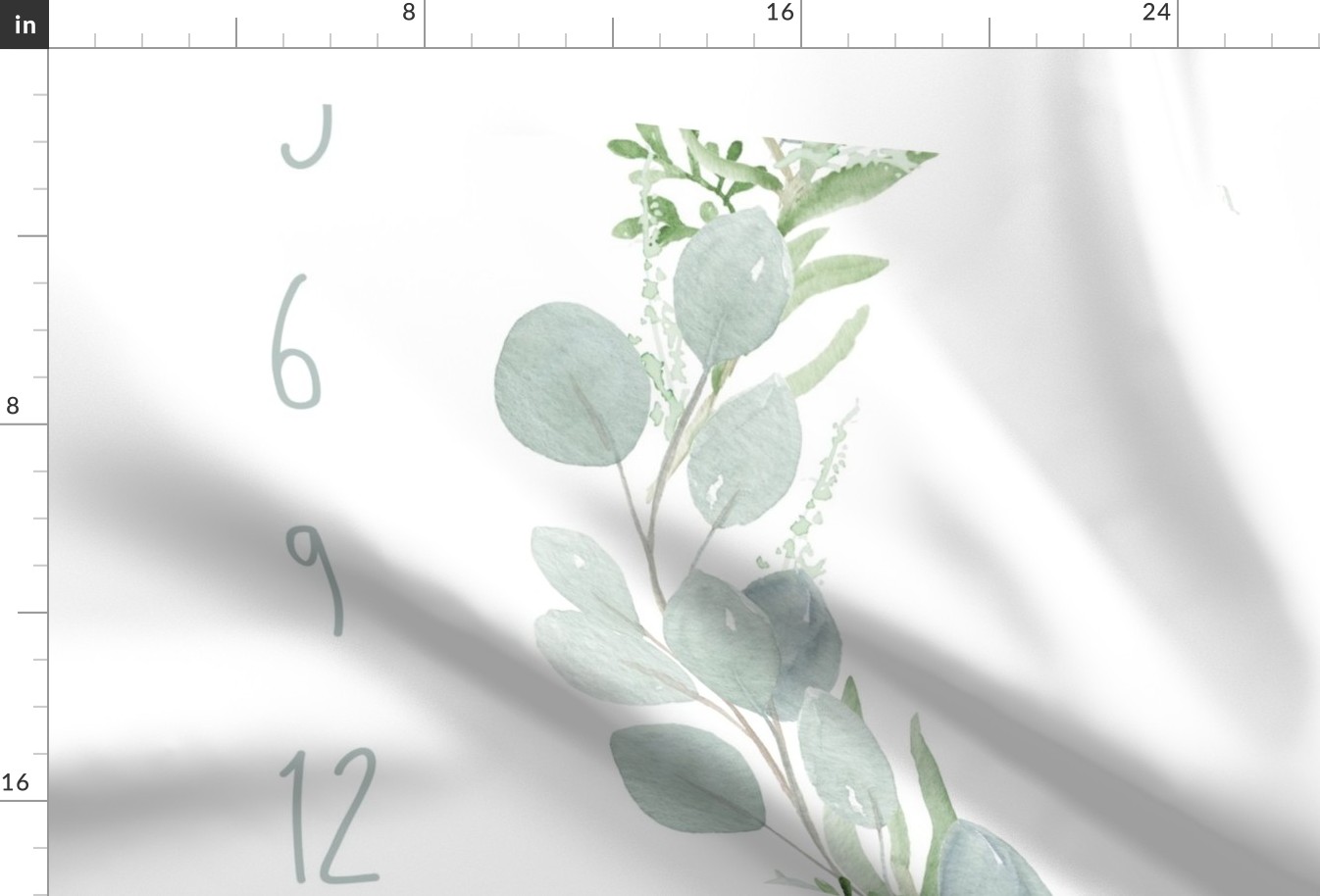 54"x36" // Eucalyptus Leaves Baby Milestone Blanket