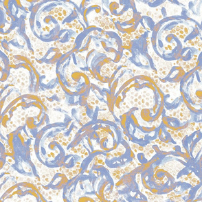 Vintage Lace Watercolor Blue Gold