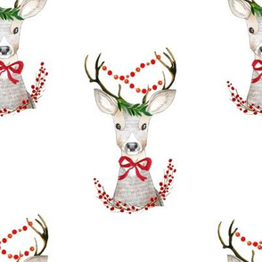 8" Holiday Fancy Deer / White