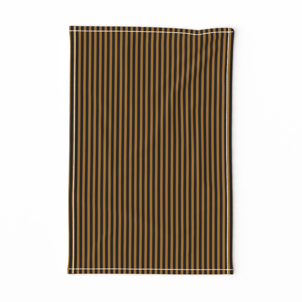 Quarter Inch Matte Antique Gold and Black Vertical Stripes