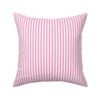 Quarter Inch Carnation Pink and White Vertical Stripes