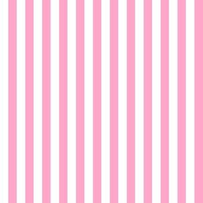 Quarter Inch Carnation Pink and White Vertical Stripes