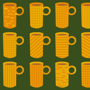 Whimsical coffee mugs.