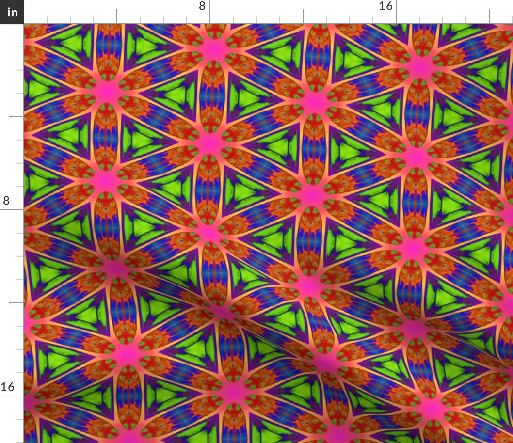 HEXAGON FLOWER COORDINATE TO BACKGAMMON INSPIRATION PINK GREEN PURPLE