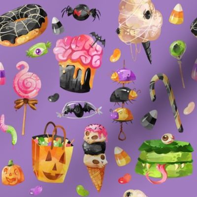 8" Creepy Treats Halloween // Purple