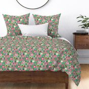 Christmas Patchwork Pink Red Green