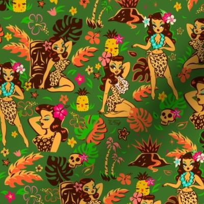 Tiki Temptress on Green - SMALL