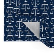 1.5 Inch White Scales of Justice on Navy Blue