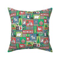 Christmas Patchwork Blue Red Green