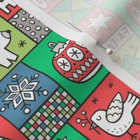 Christmas Patchwork Blue Red Green