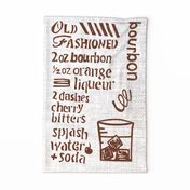 Old Fashioned Cocktail Tea Towel - Linocut