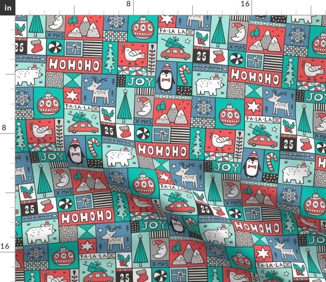 Christmas Patchwork Blue Mint