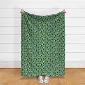 boston terrier sunflower fabric dogs and sunflowers floral design - turquoise