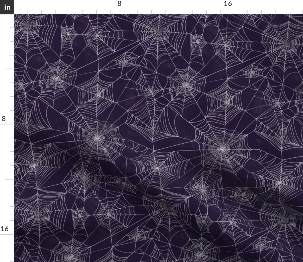 Spooky Spider Webs Gray // halloween purple and gray fabric