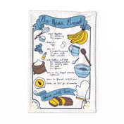 Ba-Nana Bread Recipe Tea Towel // family banana bread recipe hand lettering gingham kitchen utensil tea towel fat quarter fabric 