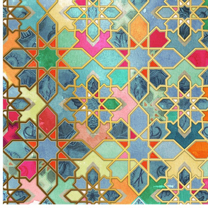 Vertical Gilt & Glory - Colorful Moroccan Mosaic