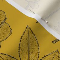 Botanical Block Print on Mustard