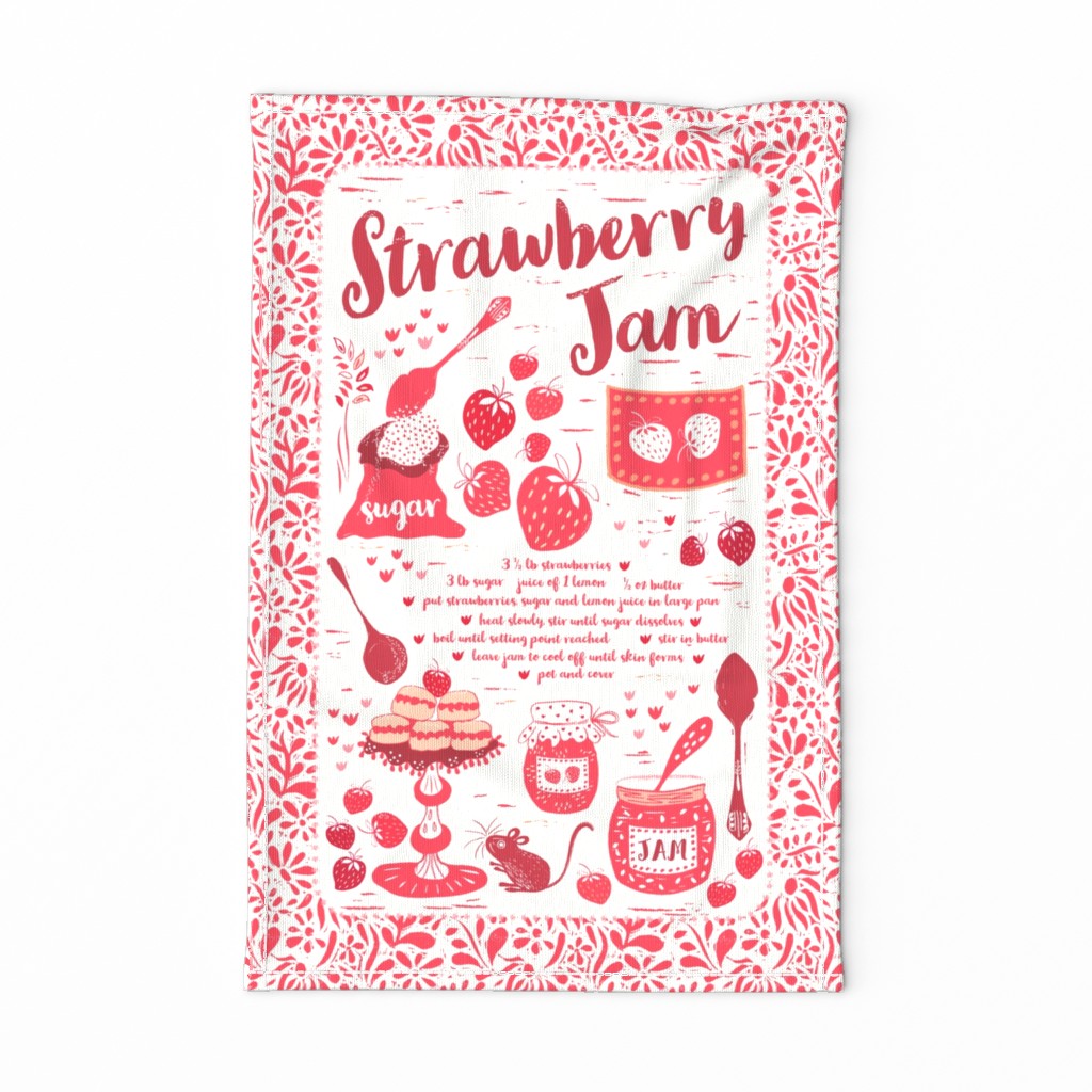 Strawberry Jam Recipe Tea Towel