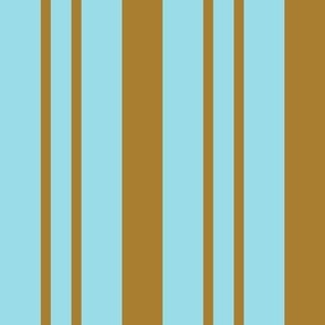 Earthy Rhythmic Stripes in Sky Blue and Sandy Tan - 4 inch repeat