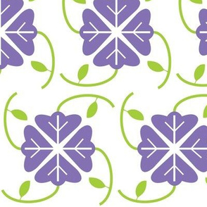 Botanical Graphic in Purple Grape and Lime Green, Floral Print with Plant Leaves