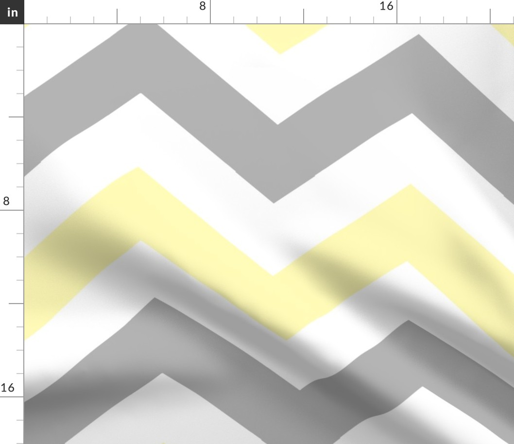 Yellow Gray Grey Chevron Large