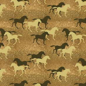 Gold Glitter horses in the wild west