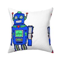 large plush pillow blue robot