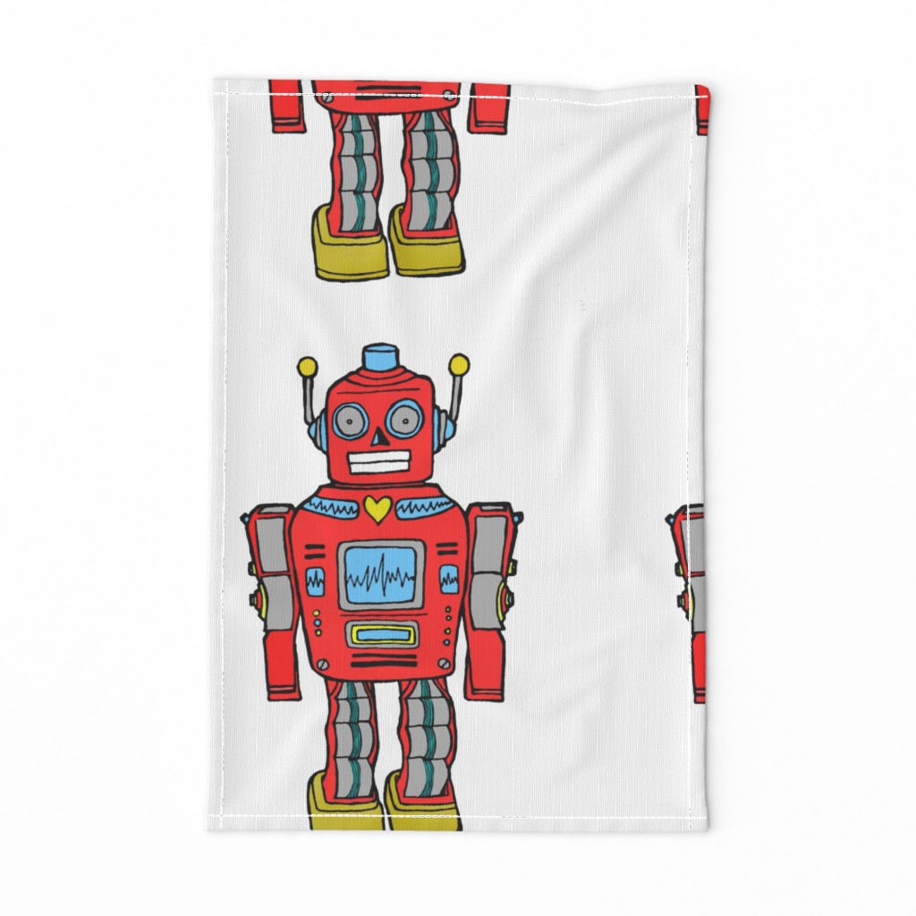 red LARGE plush pillow robot