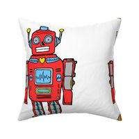 red LARGE plush pillow robot