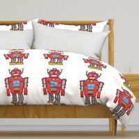 red LARGE plush pillow robot