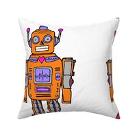 orange plush pillow robot