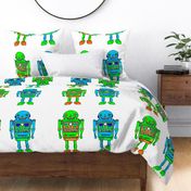 large plush robots blue-green