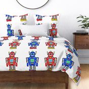 large PLUSHIE robots blue-red