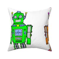 plush pillow robots, orange-green