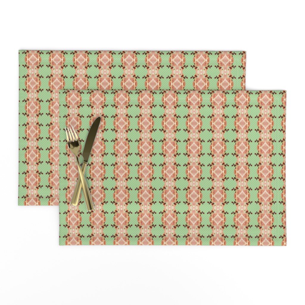 Botanical Maximalist Stripes in Coral and Green - 2 inch repeat