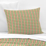 Botanical Maximalist Stripes in Coral and Green - 2 inch repeat