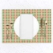 Botanical Maximalist Stripes in Coral and Green - 2 inch repeat