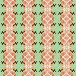 Botanical Maximalist Stripes in Coral and Green - 2 inch repeat