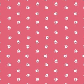 paw print fabric - pink rows