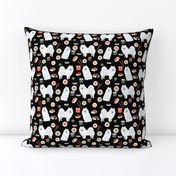 japanese spitz dog and sushi fabric - cute japanese dog - black